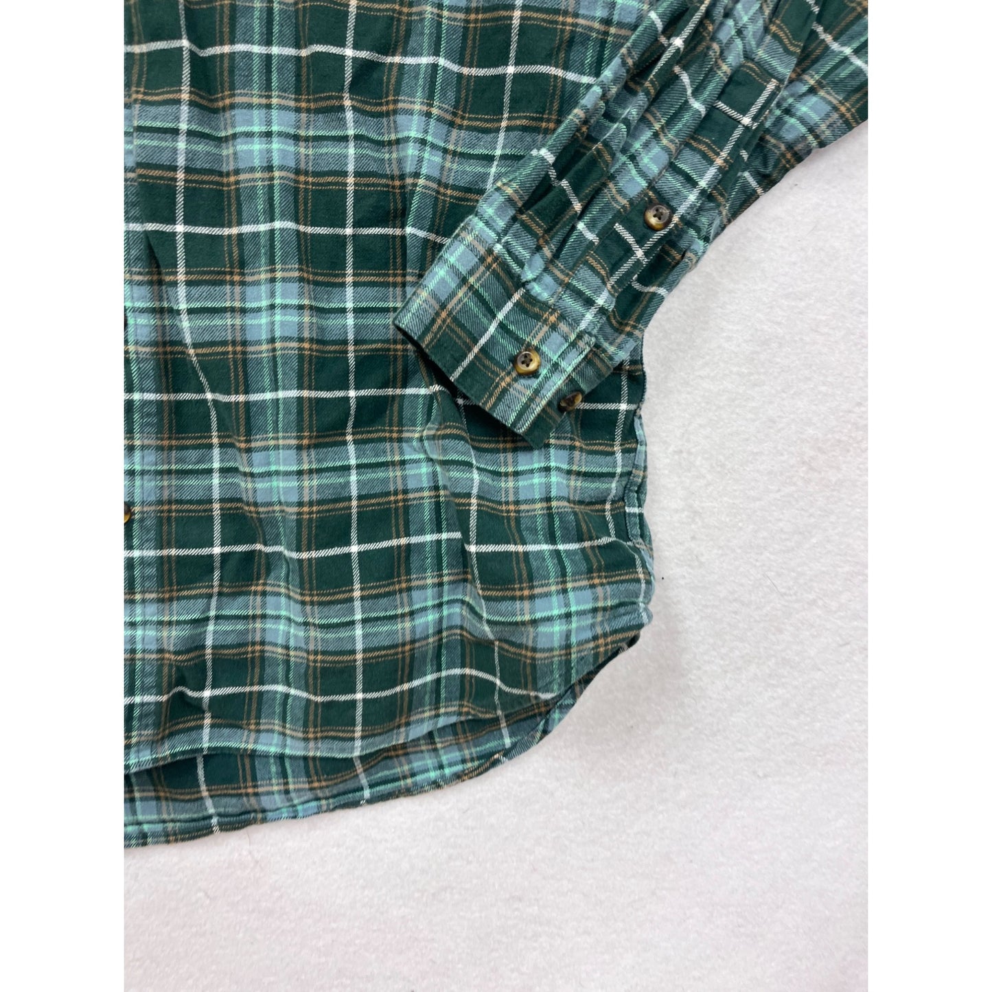 Columbia Medium Green Plaid Button-Up Shirt #8826
