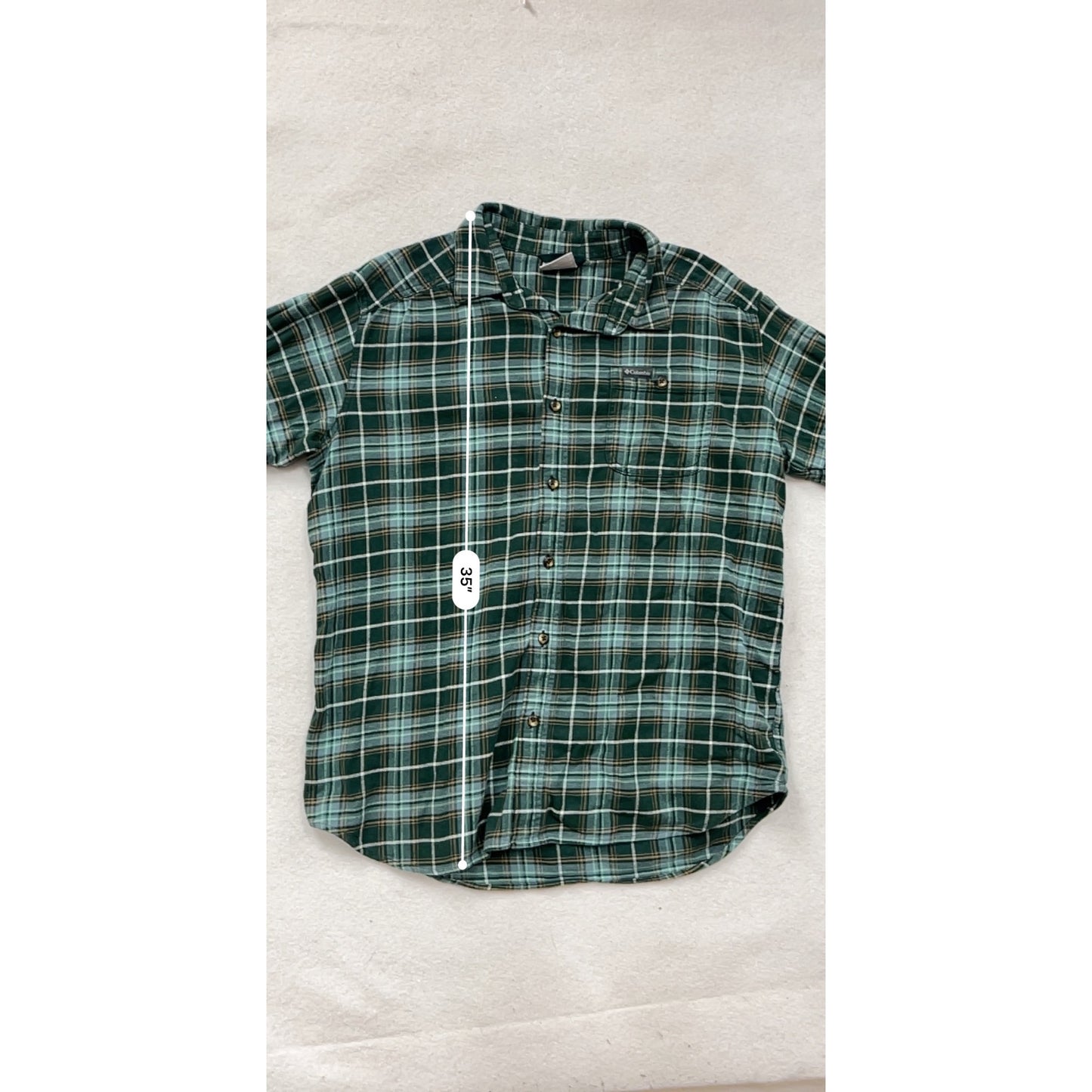 Columbia Medium Green Plaid Button-Up Shirt #8826