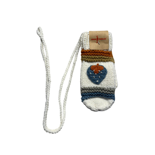 Handcrafted Minor Problem Knit Phone Sleeve Embroidered Blueberry Motif #47B