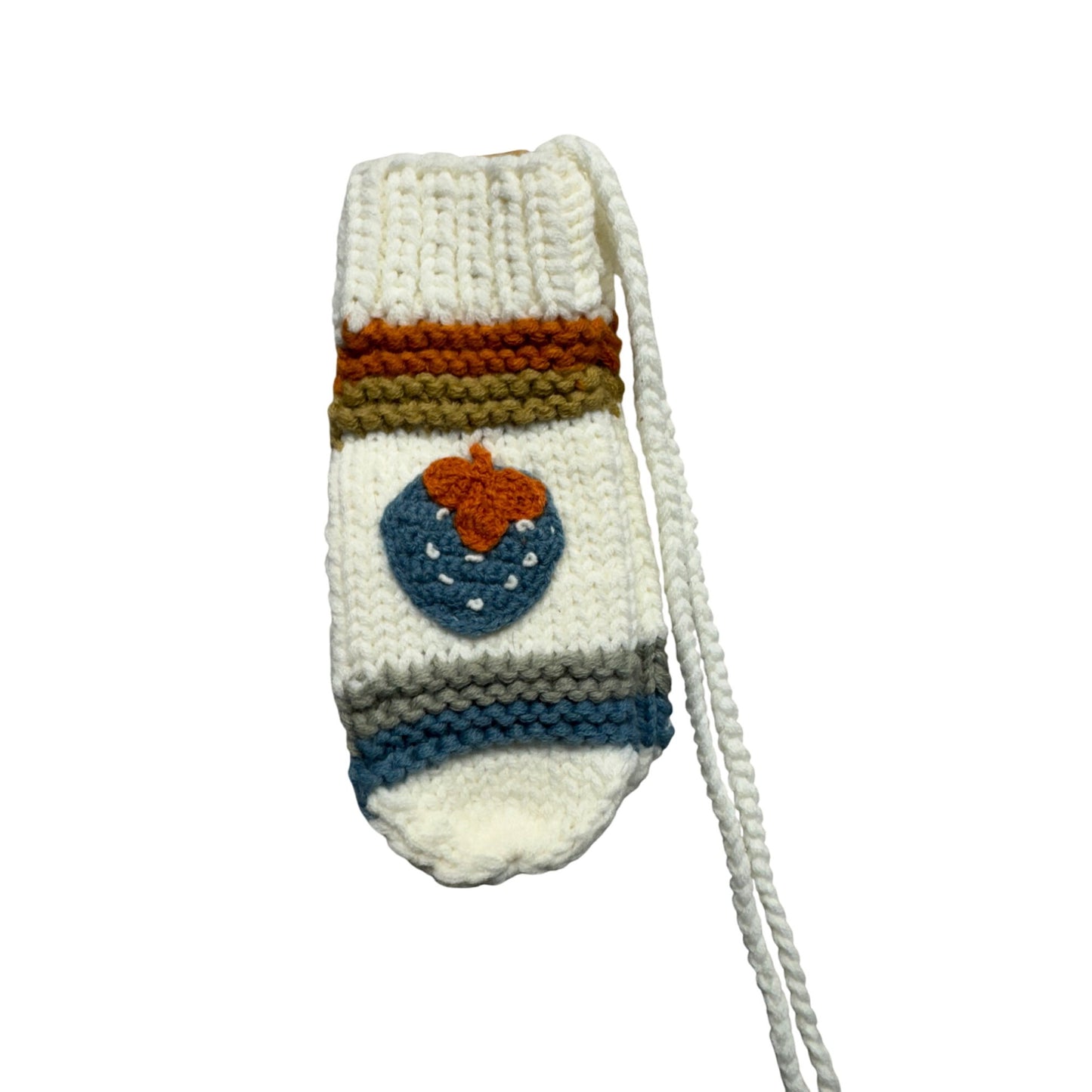 Handcrafted Minor Problem Knit Phone Sleeve Embroidered Blueberry Motif #47B
