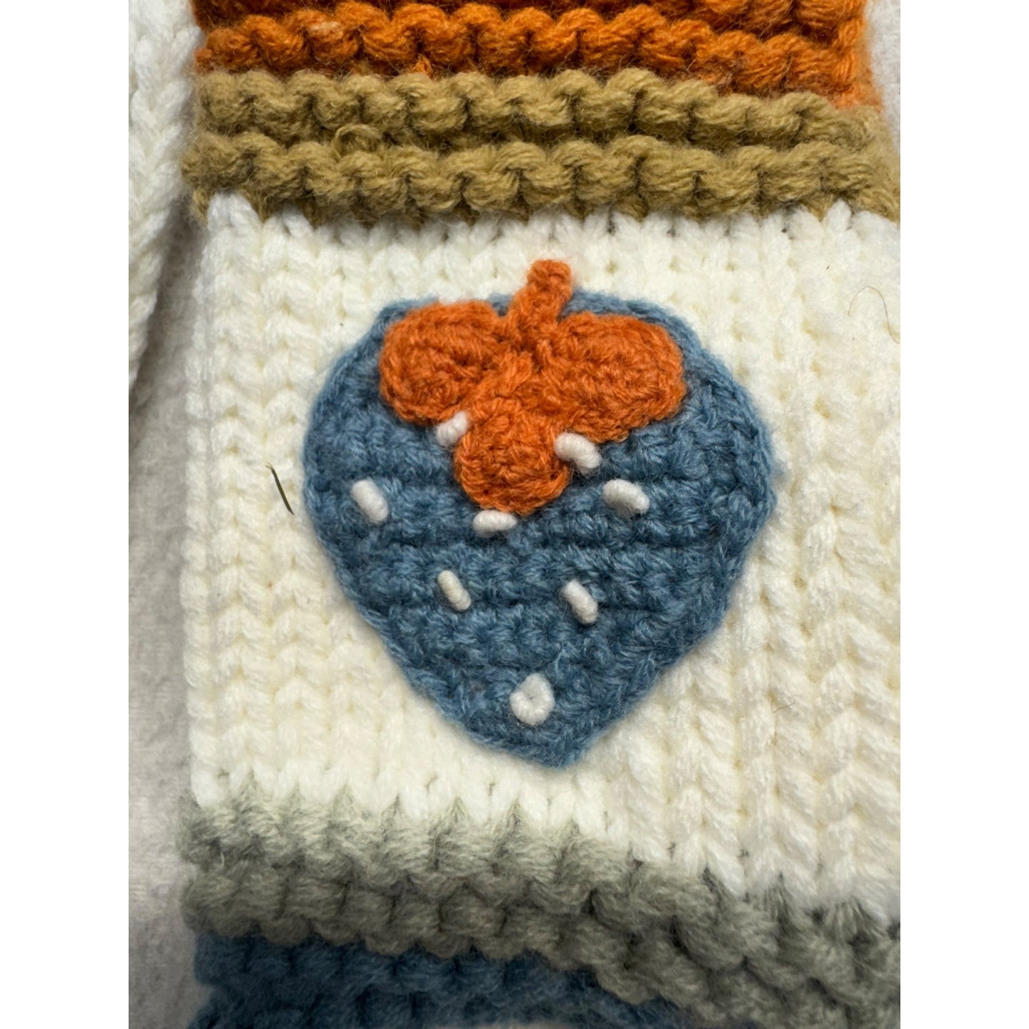 Handcrafted Minor Problem Knit Phone Sleeve Embroidered Blueberry Motif #47B