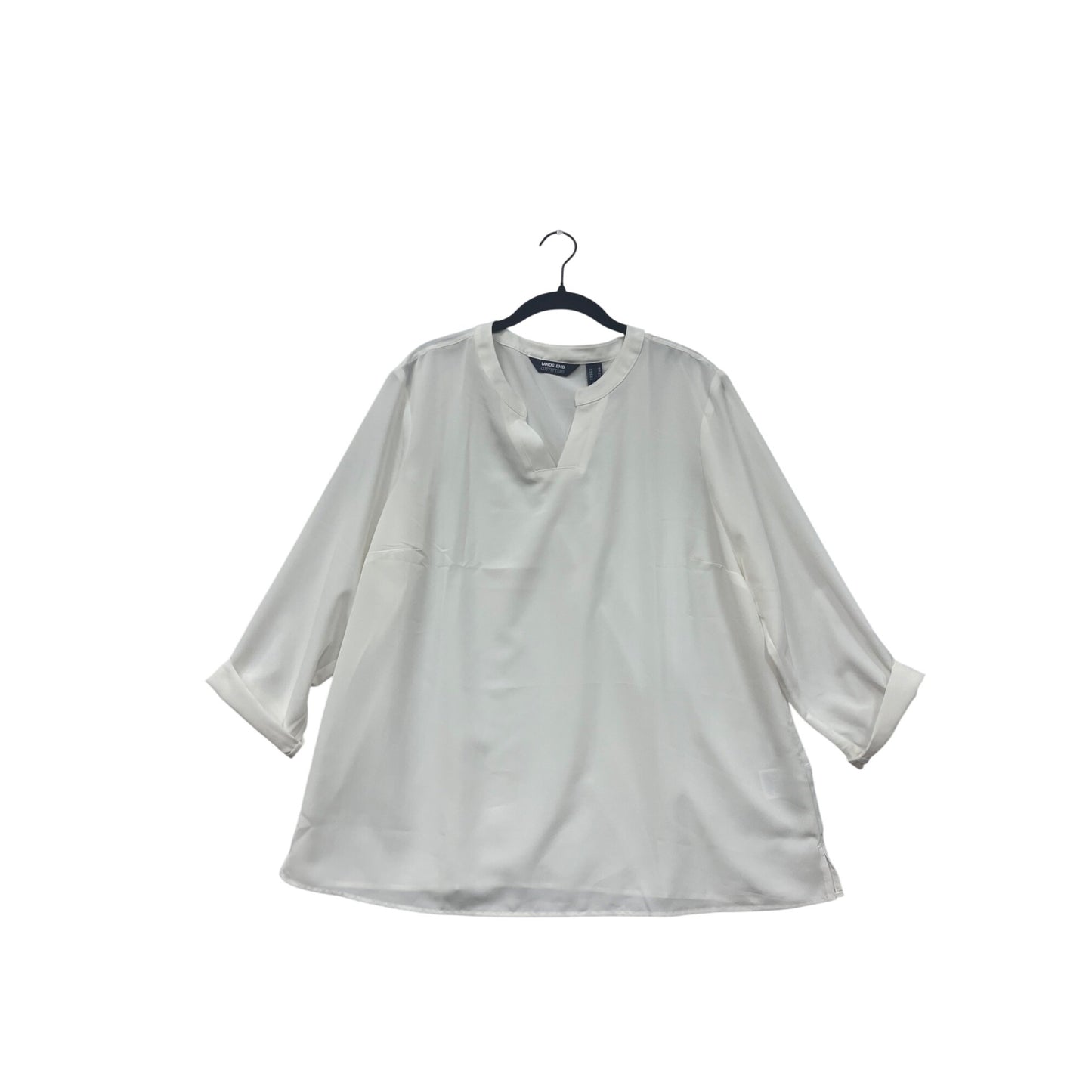 Lands End White Tunic Blouse Size 18 3/4 Sleeve #8761