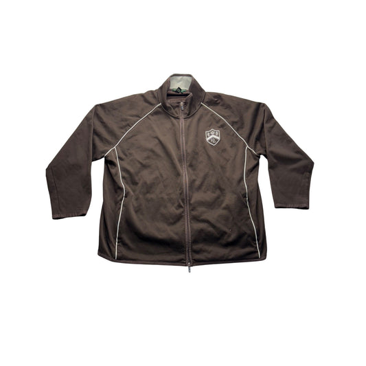 Lauren Active Womens Brown Full-Zip Jacket W/ White Piping #7493