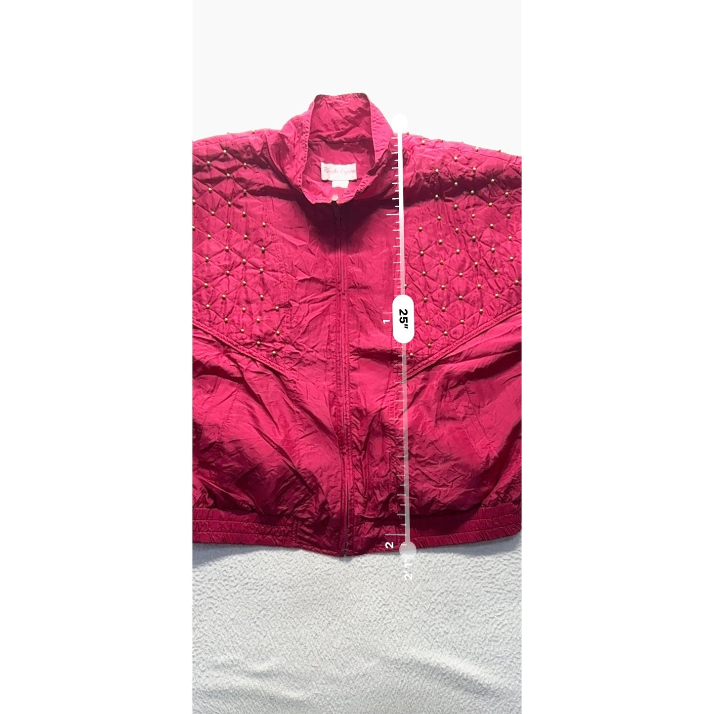 Rhoda Lynne Quilted Silk Bomber Jacket With Gold Stud Embellishments PL #9716