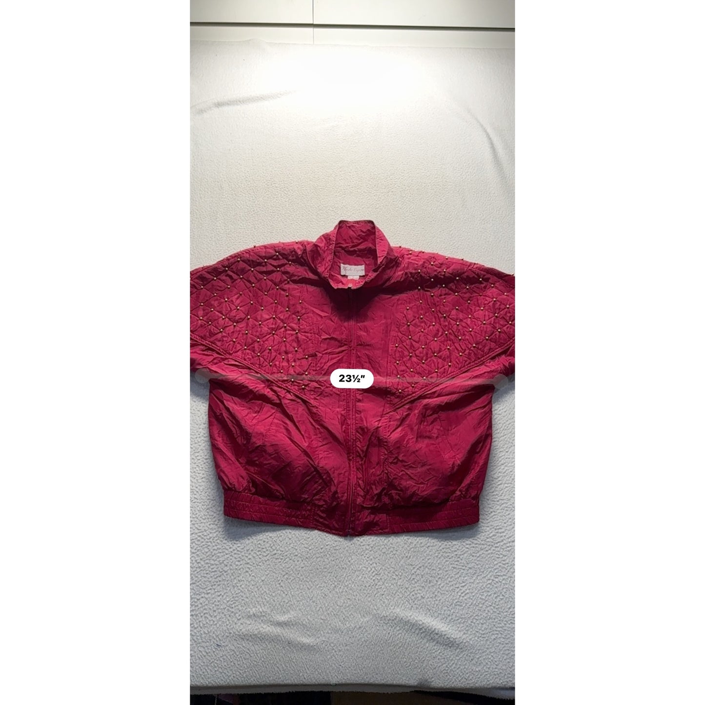 Rhoda Lynne Quilted Silk Bomber Jacket With Gold Stud Embellishments PL #9716