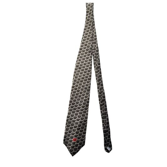 University Of Wisconsin RM Sport Silk Tie W Pattern & Red Logo Gray/Brown 396B