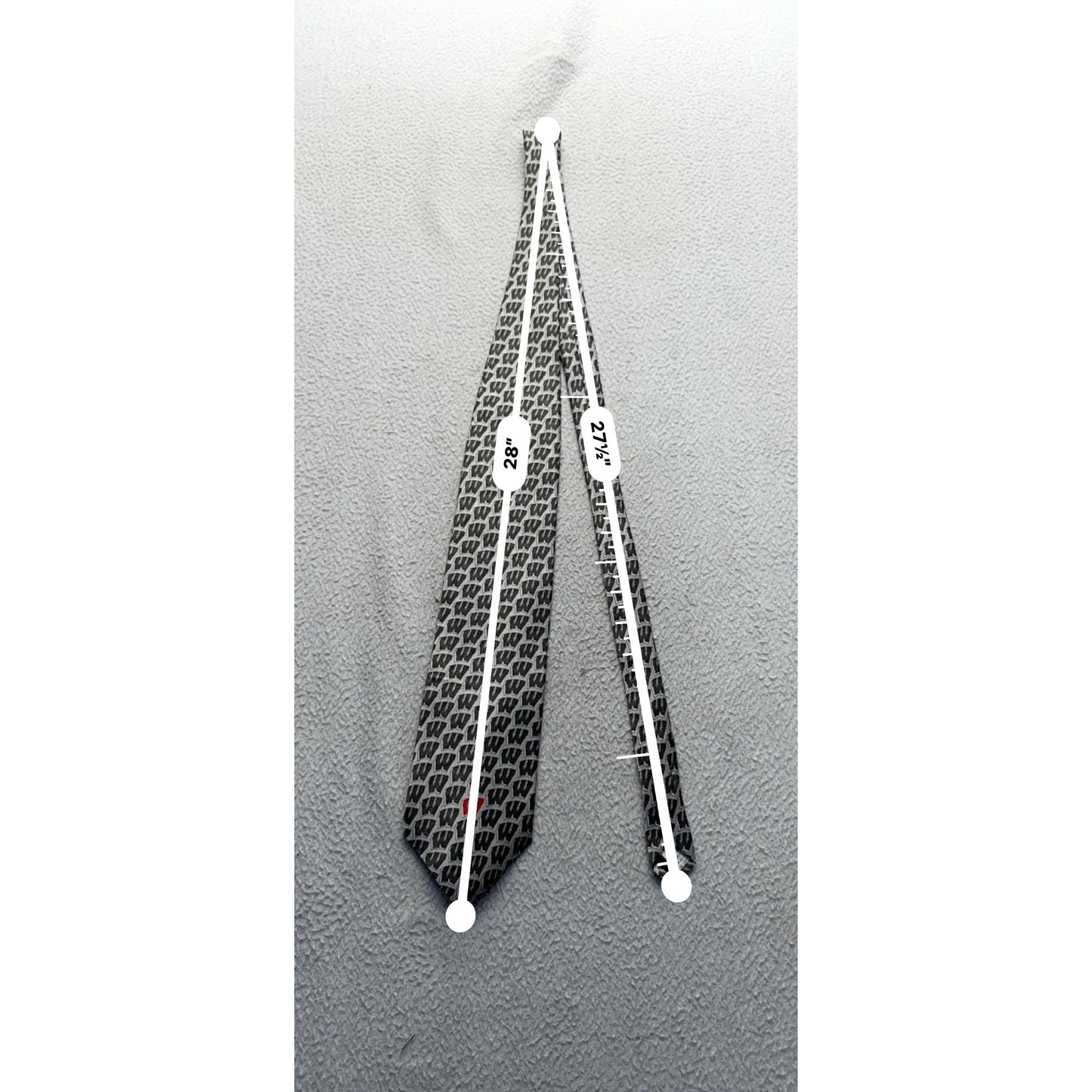 University Of Wisconsin RM Sport Silk Tie W Pattern & Red Logo Gray/Brown 396B