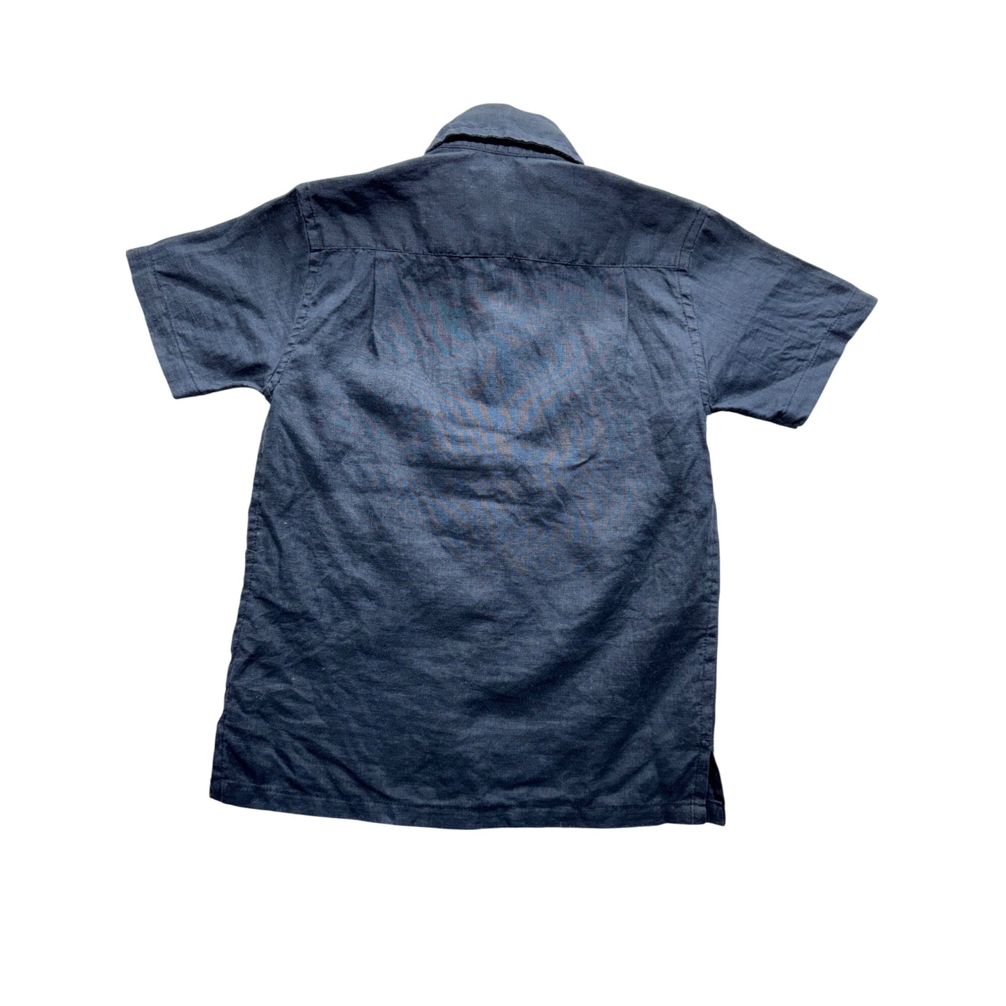 Island Importer Short-Sleeve Linen Button-Up Shirt Navy Size 6 Light 310B