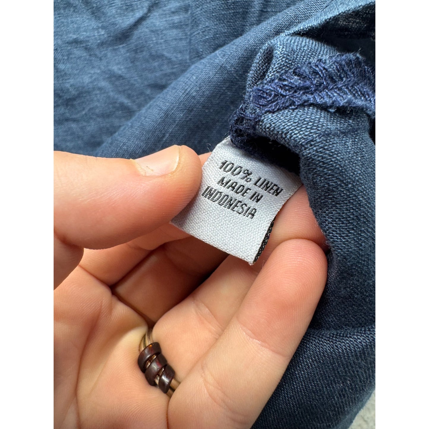 Island Importer Short-Sleeve Linen Button-Up Shirt Navy Size 6 Light 310B