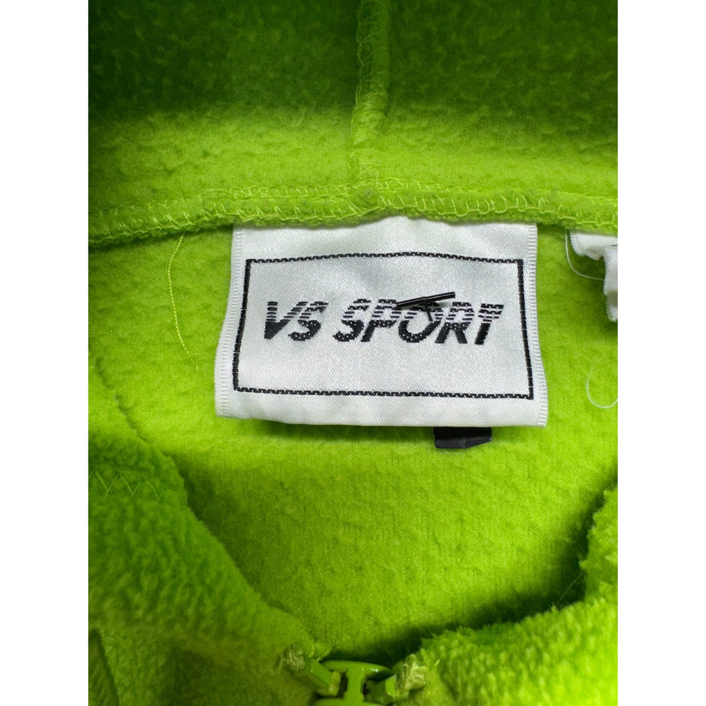 VS Sport Neon Green Cropped Hoodie Jacket M Drawstring Hem #9058