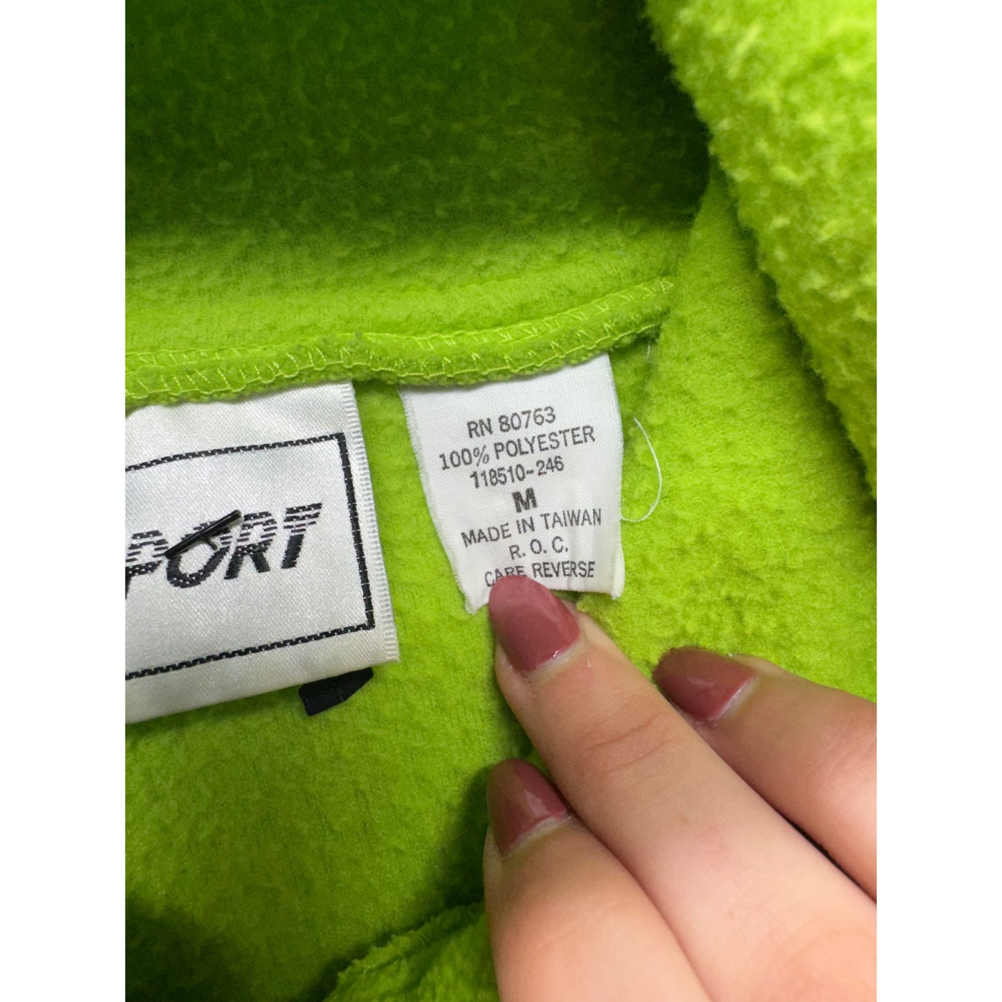 VS Sport Neon Green Cropped Hoodie Jacket M Drawstring Hem #9058