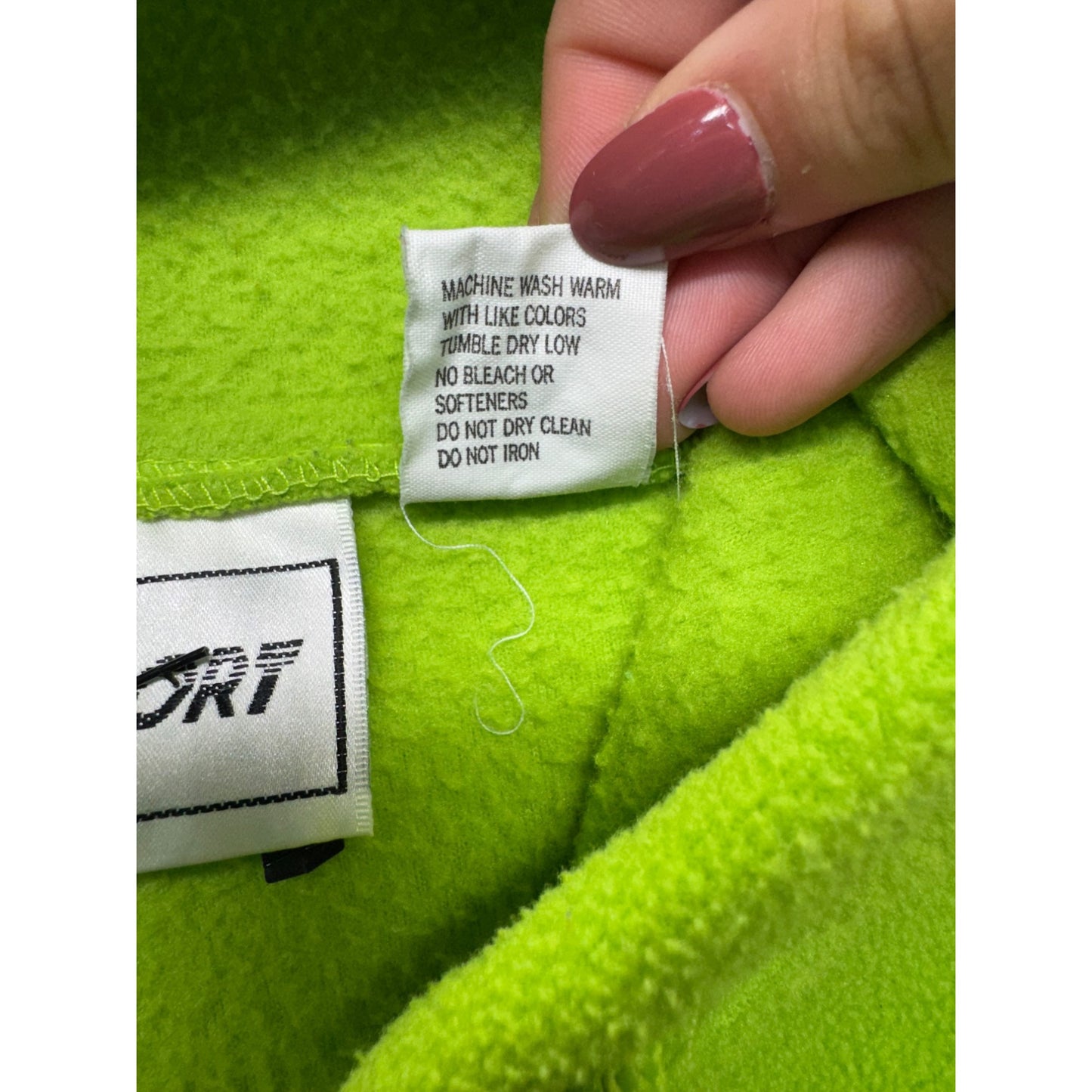 VS Sport Neon Green Cropped Hoodie Jacket M Drawstring Hem #9058