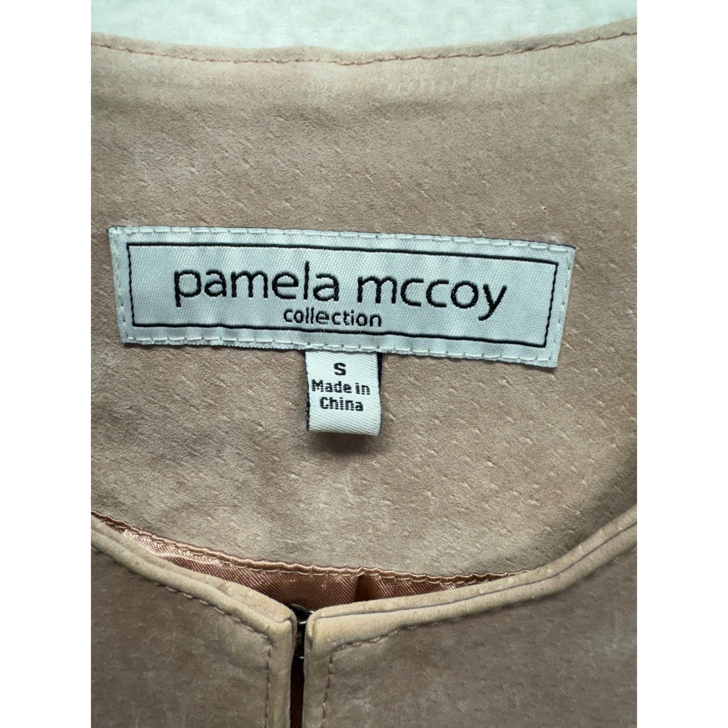 Pamela McCoy Taupe Suede Long Coat With Satin Lining & Hidden Hook Closure #7809
