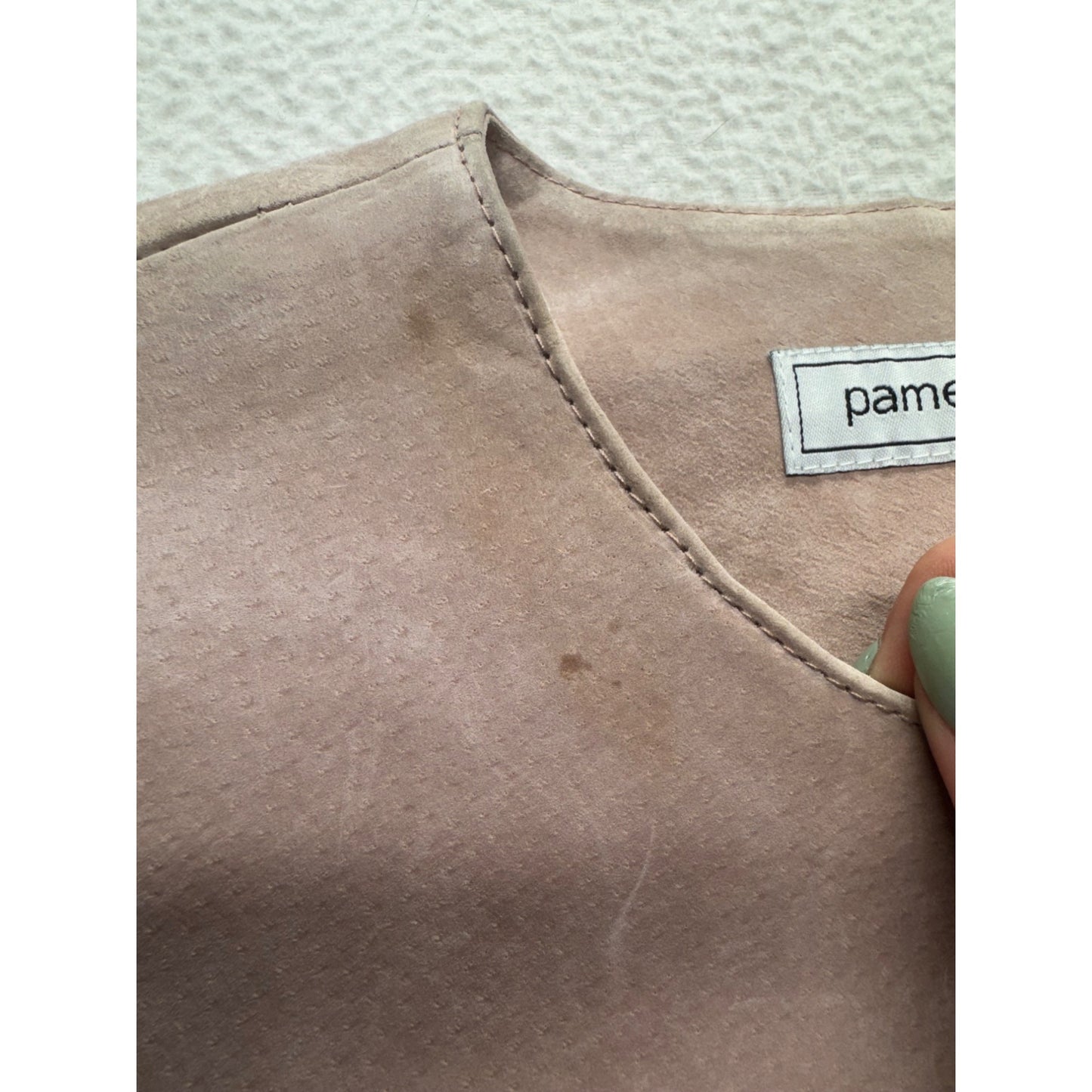 Pamela McCoy Taupe Suede Long Coat With Satin Lining & Hidden Hook Closure #7809