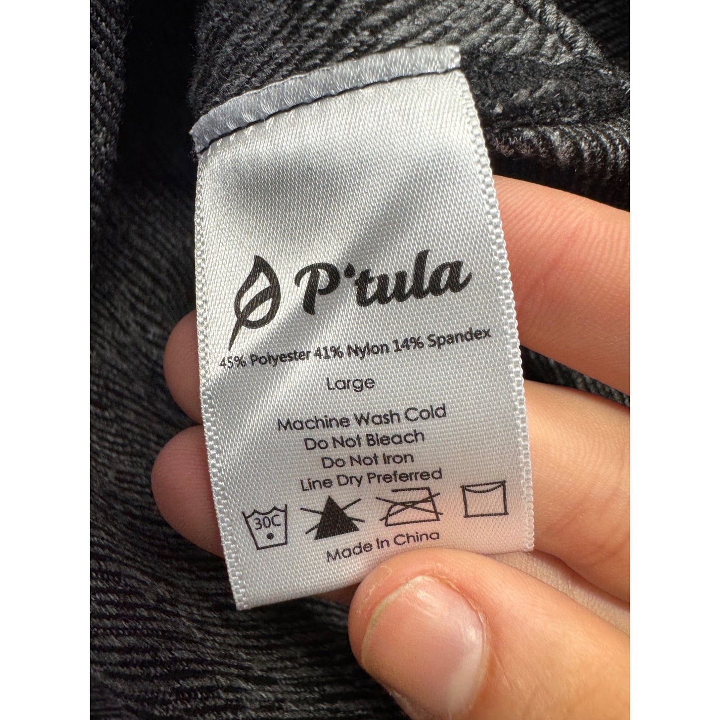 P'tula High-Waisted Heathered Gray Leggings Large Nylon/Spandex Blend #9916