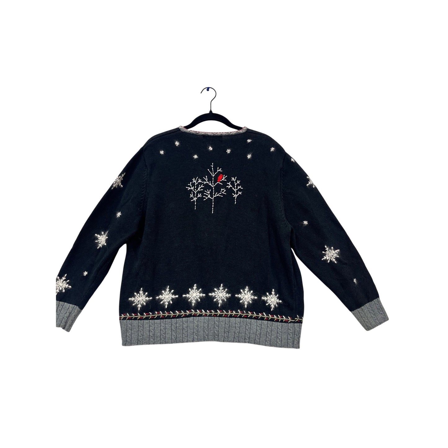 Holiday Lodge By Northcrest Black Cardigan Sweater #998A