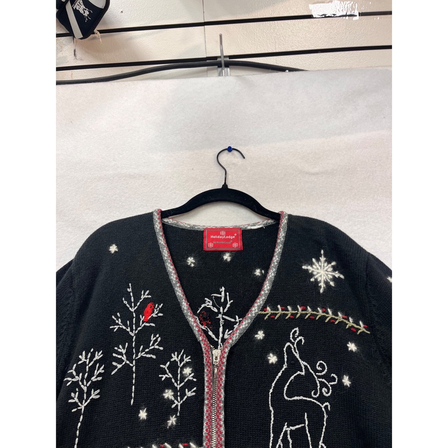 Holiday Lodge By Northcrest Black Cardigan Sweater #998A