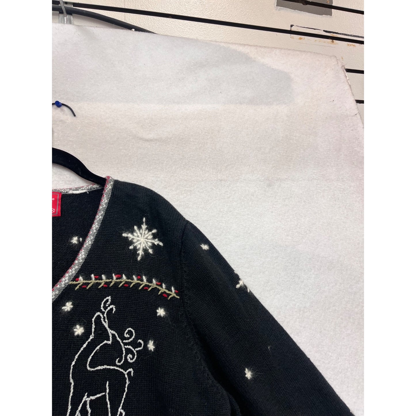 Holiday Lodge By Northcrest Black Cardigan Sweater #998A