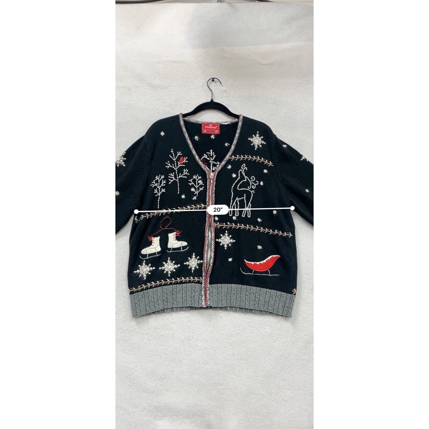 Holiday Lodge By Northcrest Black Cardigan Sweater #998A