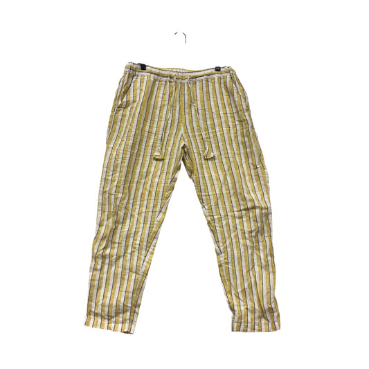Cynthia Rowley Womens Large Yellow Striped Linen Pants #6624