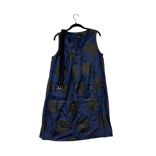 Marc By Marc Jacobs Womens Large Sleeveless Navy & Black Polka Dot Dress With Belt #8021