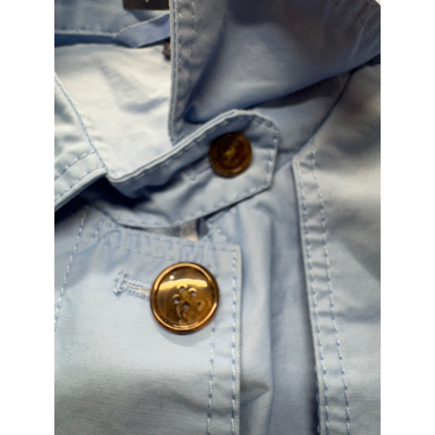 Gap Womens Light Blue Belted Trench Coat With Button Accents Size M #9368