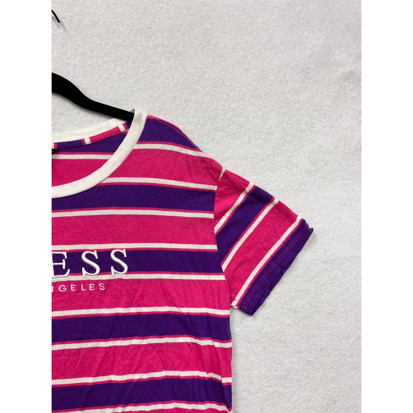 Guess Womens Striped Pink & Purple T-Shirt Medium #6830