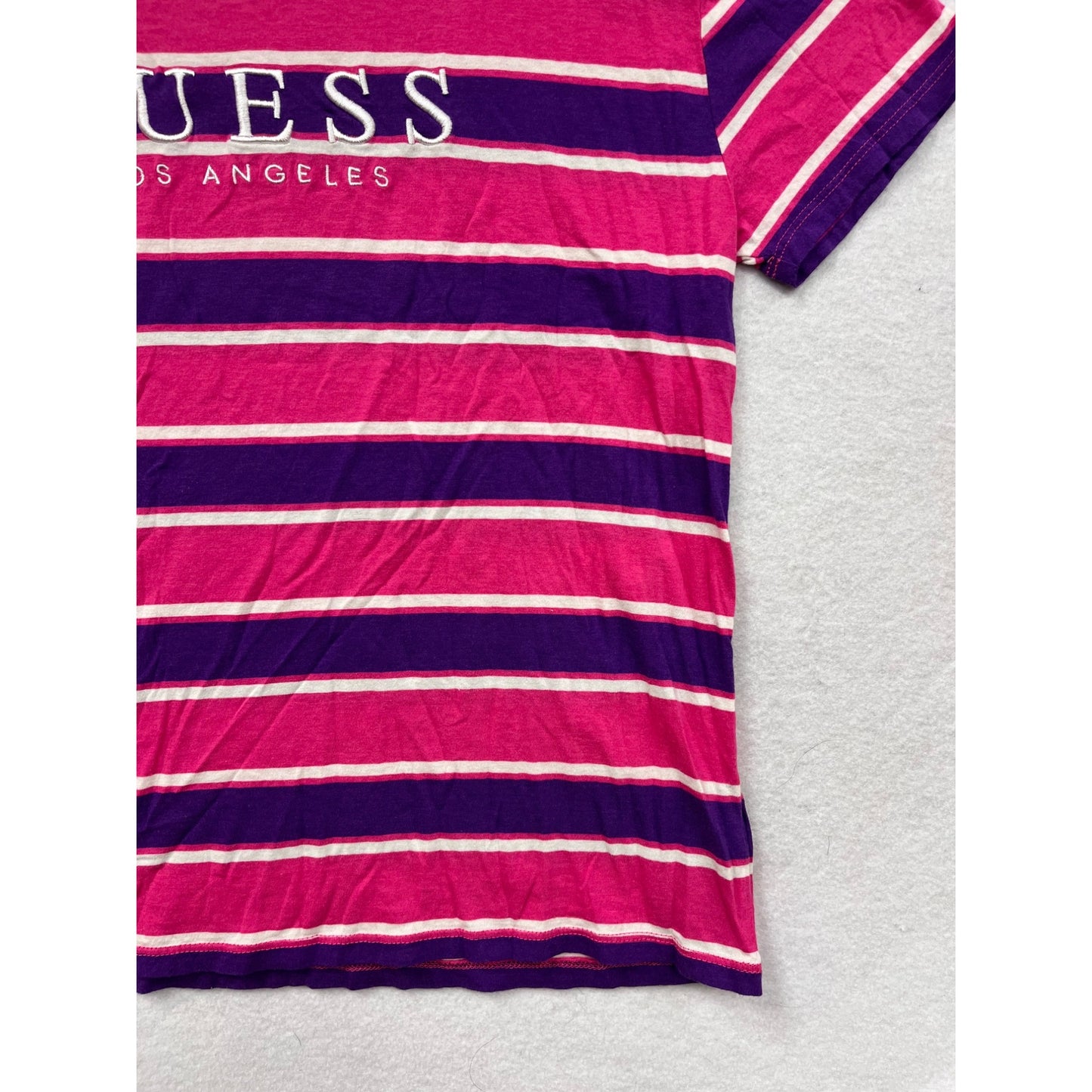 Guess Womens Striped Pink & Purple T-Shirt Medium #6830