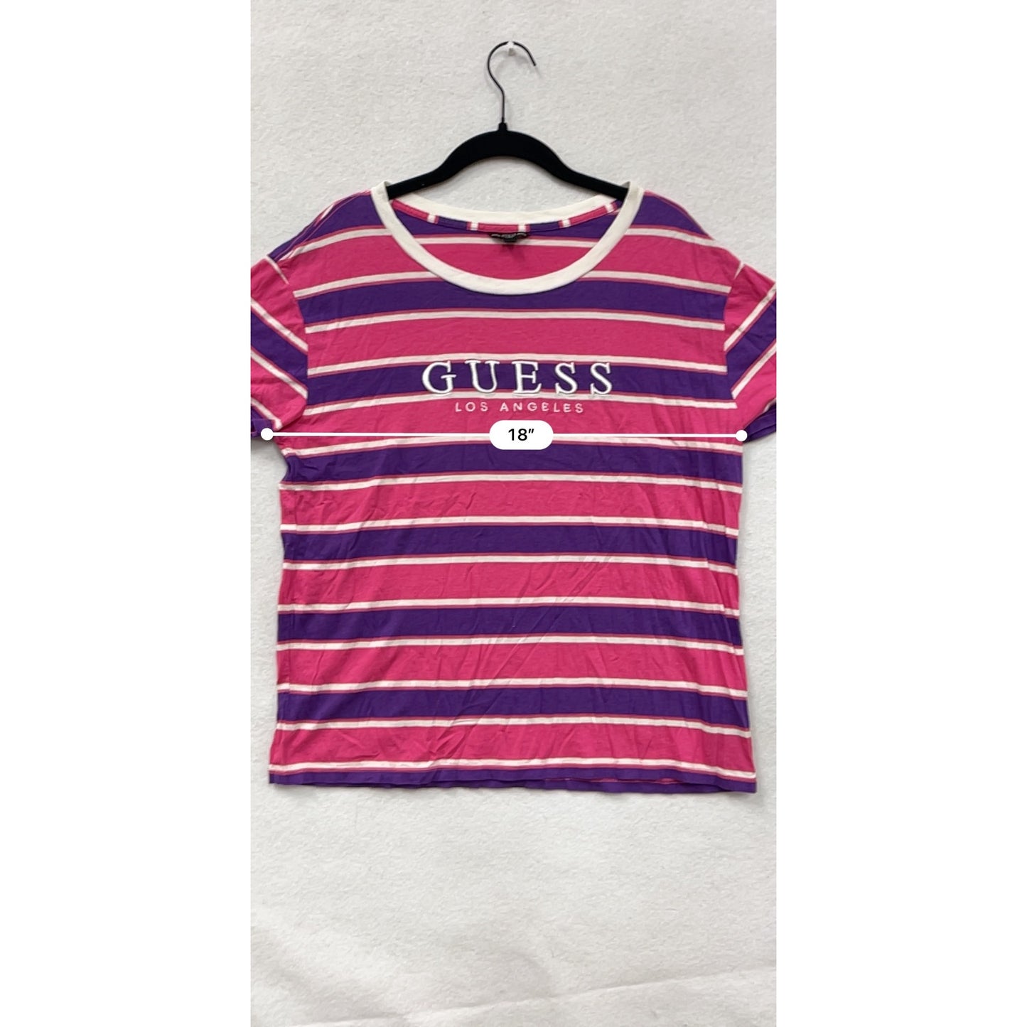 Guess Womens Striped Pink & Purple T-Shirt Medium #6830