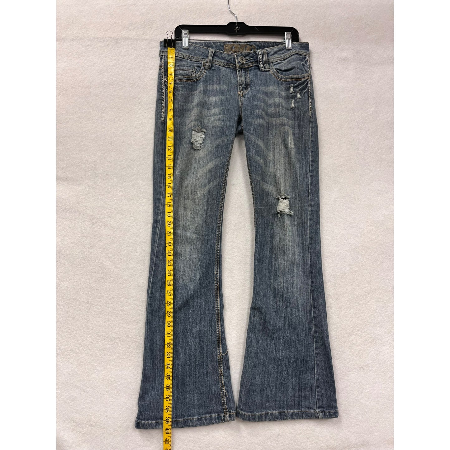 Bongo Womens Low Rise Distressed Bootcut Jeans #6200