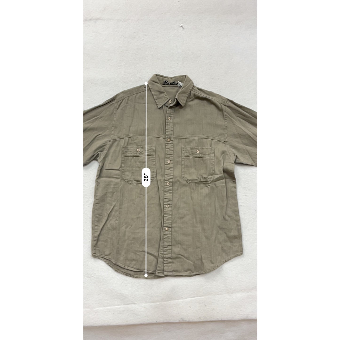 Mens Baxter Cotton Button-Up Shirt With Chest Pockets & Long Sleeves Medium #23A