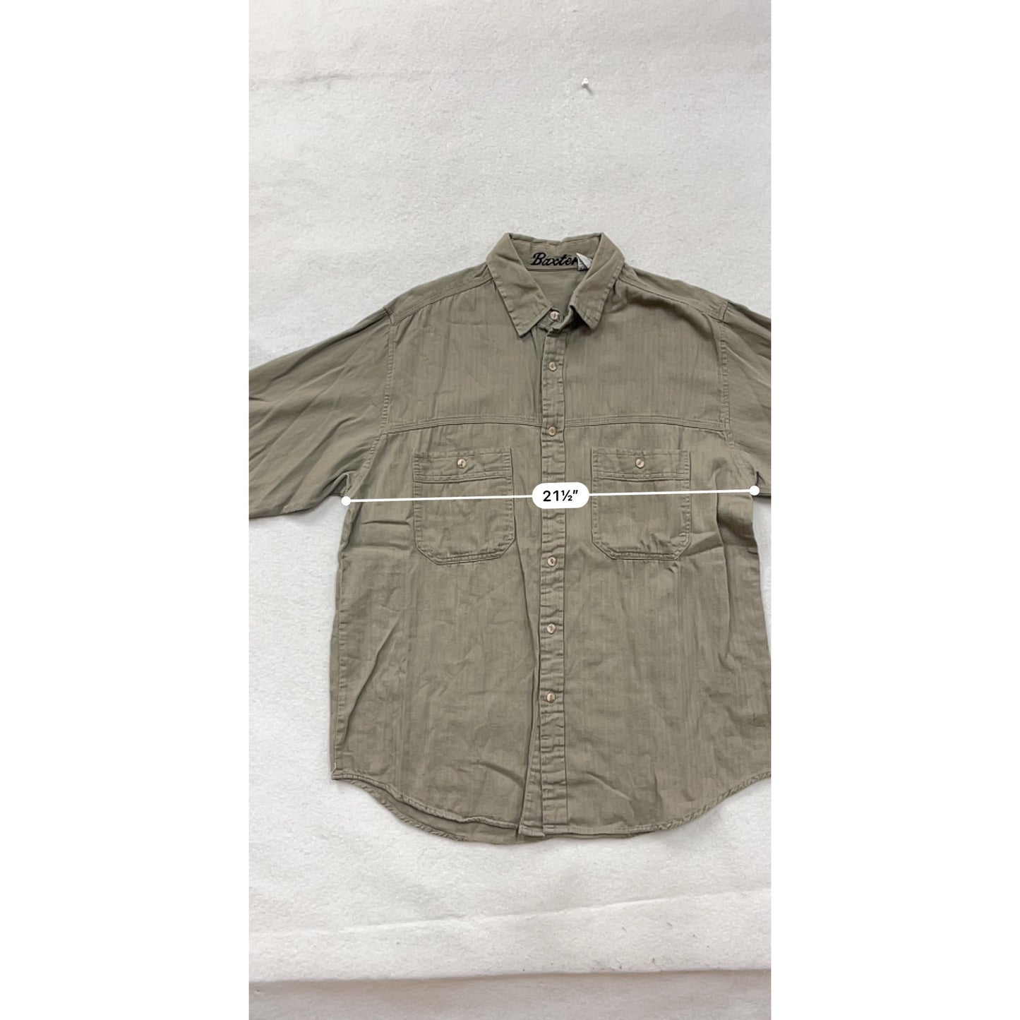 Mens Baxter Cotton Button-Up Shirt With Chest Pockets & Long Sleeves Medium #23A