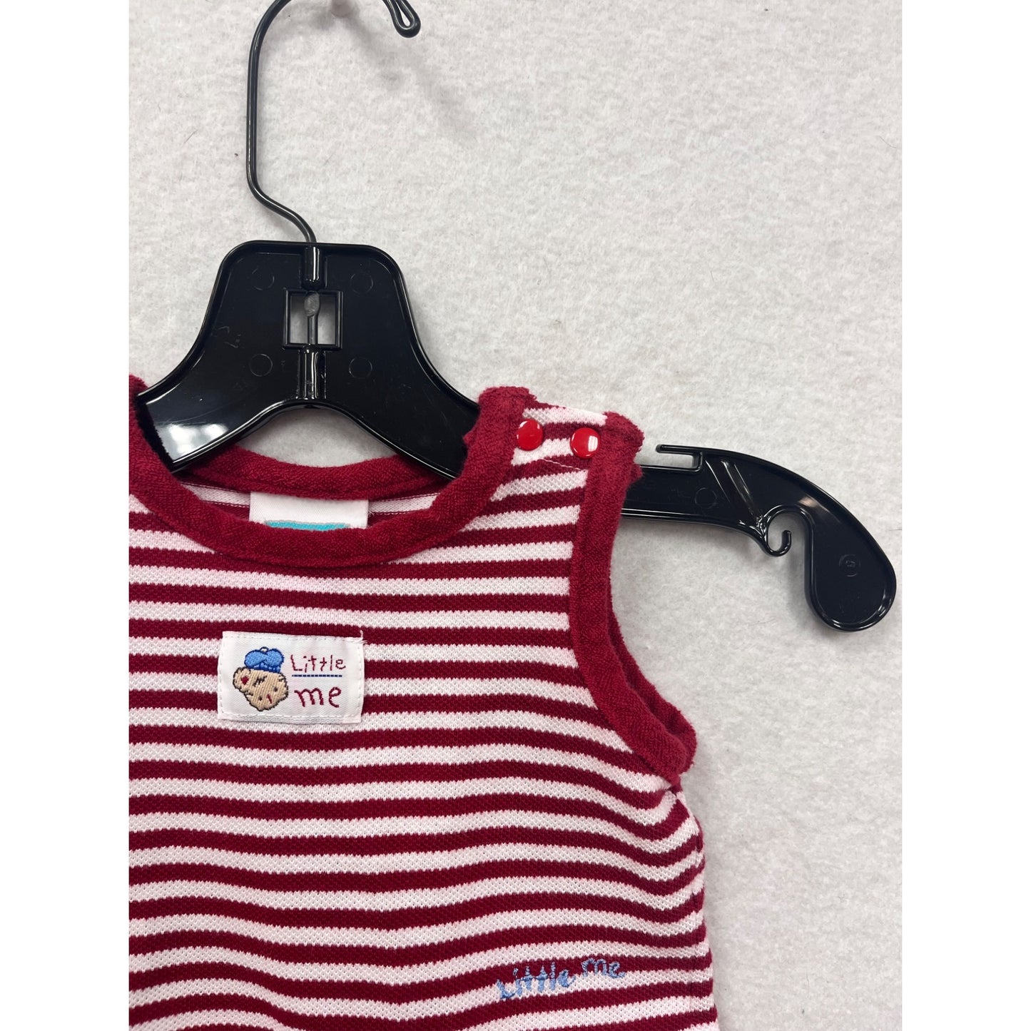 Little Me Baby Girls Red Striped Sleeveless Romper Size 6M #8007