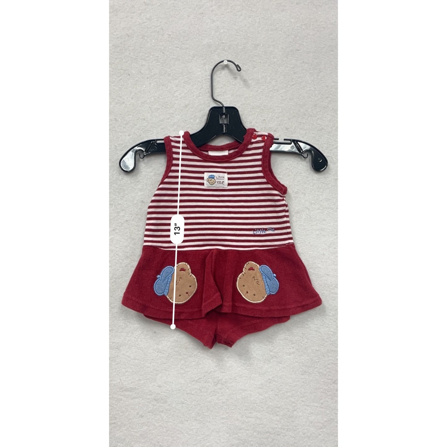 Little Me Baby Girls Red Striped Sleeveless Romper Size 6M #8007