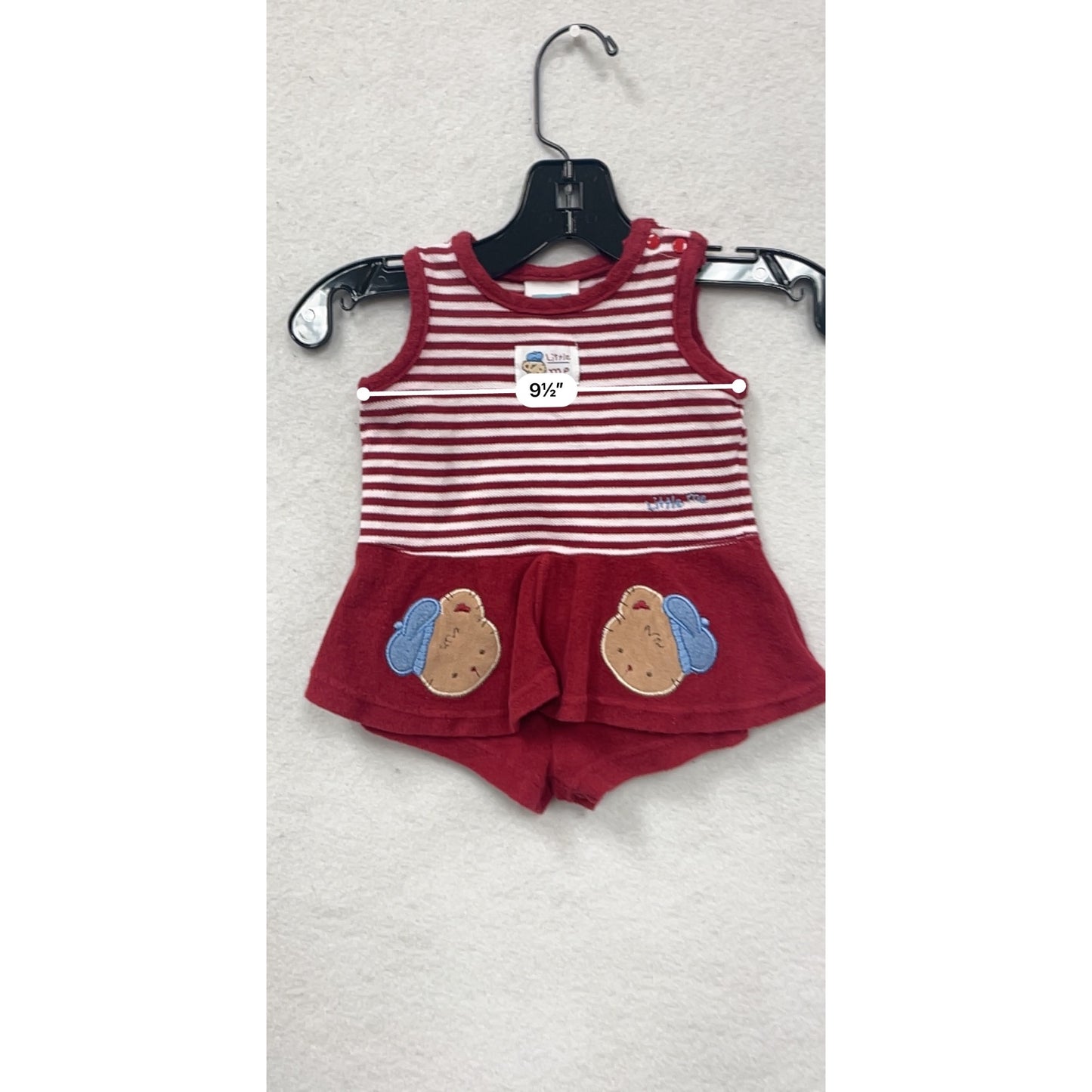 Little Me Baby Girls Red Striped Sleeveless Romper Size 6M #8007