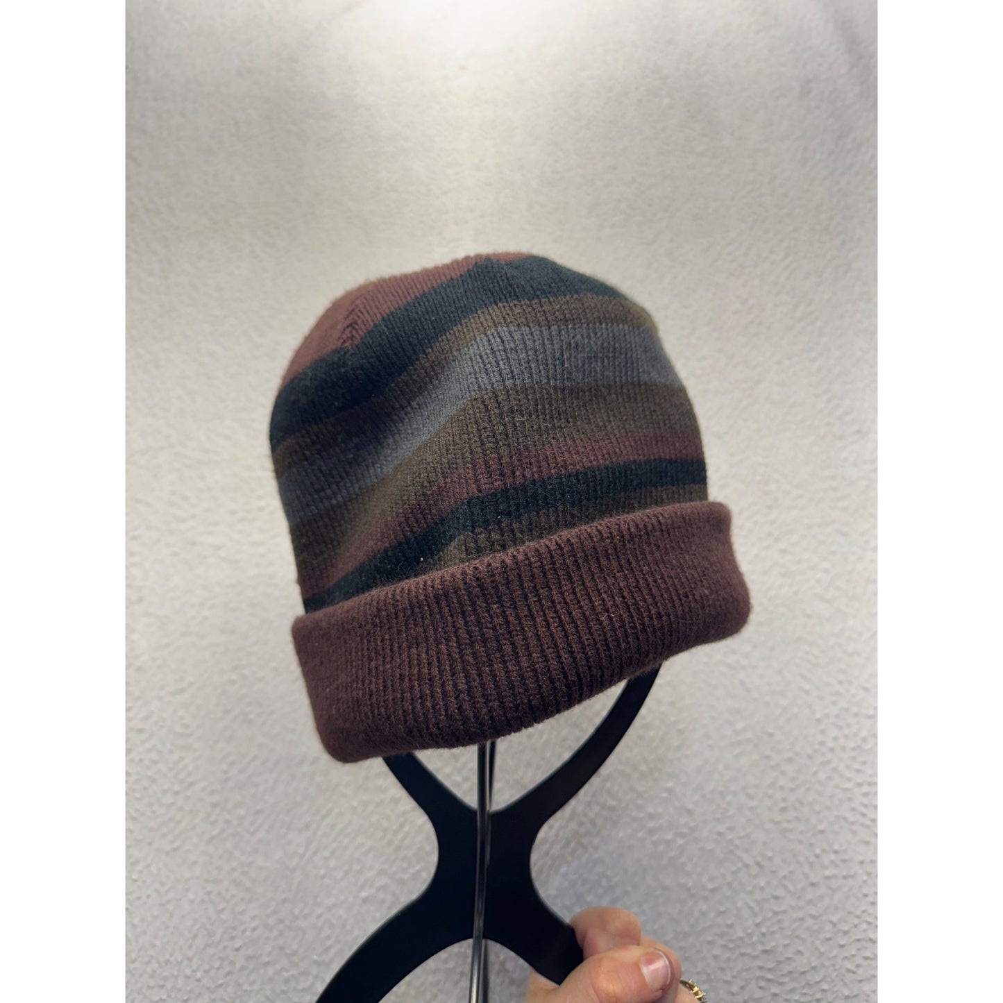 Marmot Striped Acrylic Beanie Hat - Brown Green & Multicolor - One Size #9232