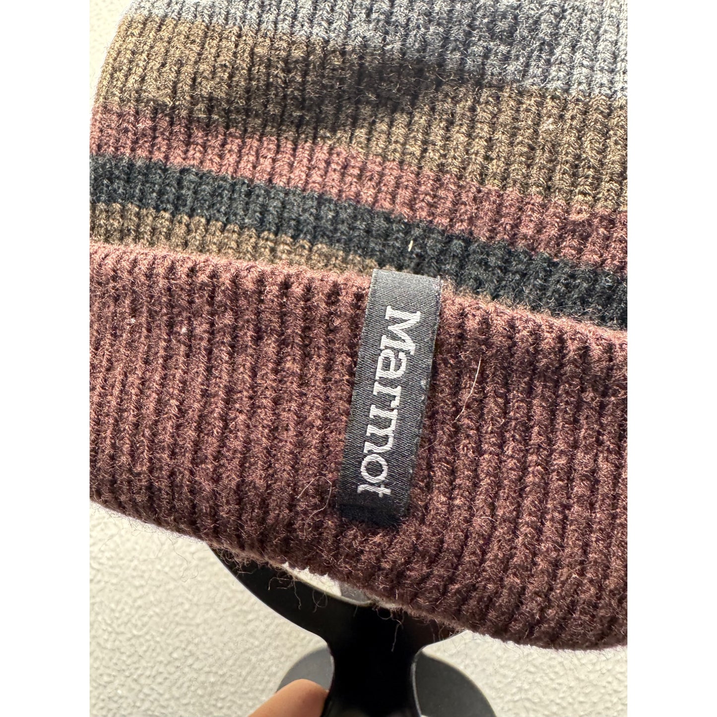 Marmot Striped Acrylic Beanie Hat - Brown Green & Multicolor - One Size #9232