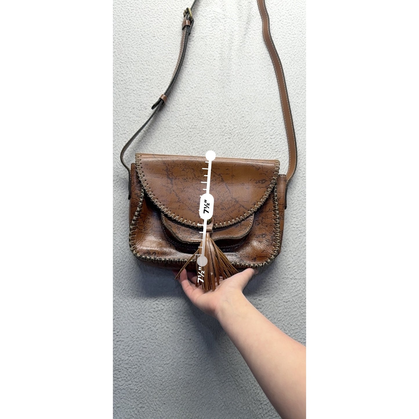 Patricia Nash Vintage Brown Leather Crossbody Atlas Bag