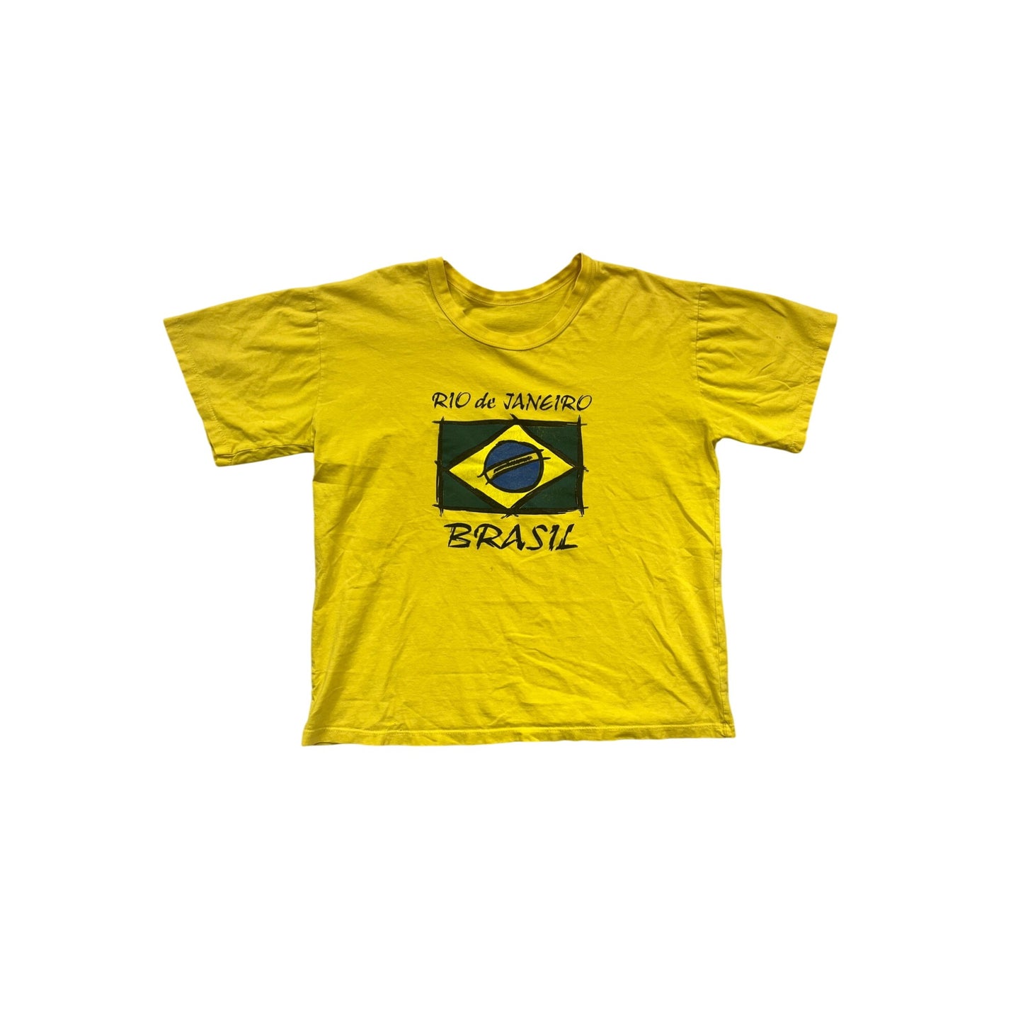 Brazil Flag Graphic T-Shirt Yellow Rio De Janeiro Tee #571A
