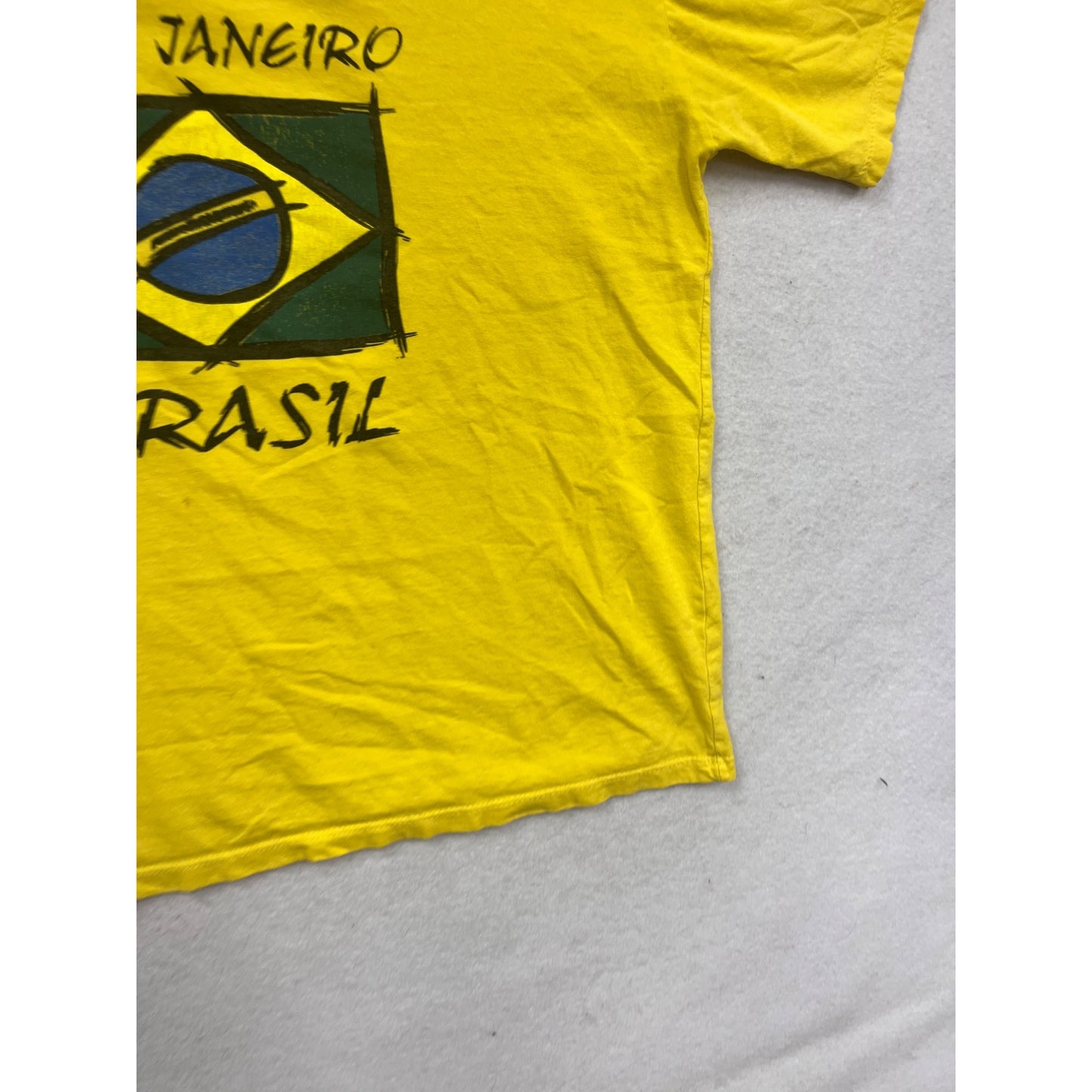Brazil Flag Graphic T-Shirt Yellow Rio De Janeiro Tee #571A