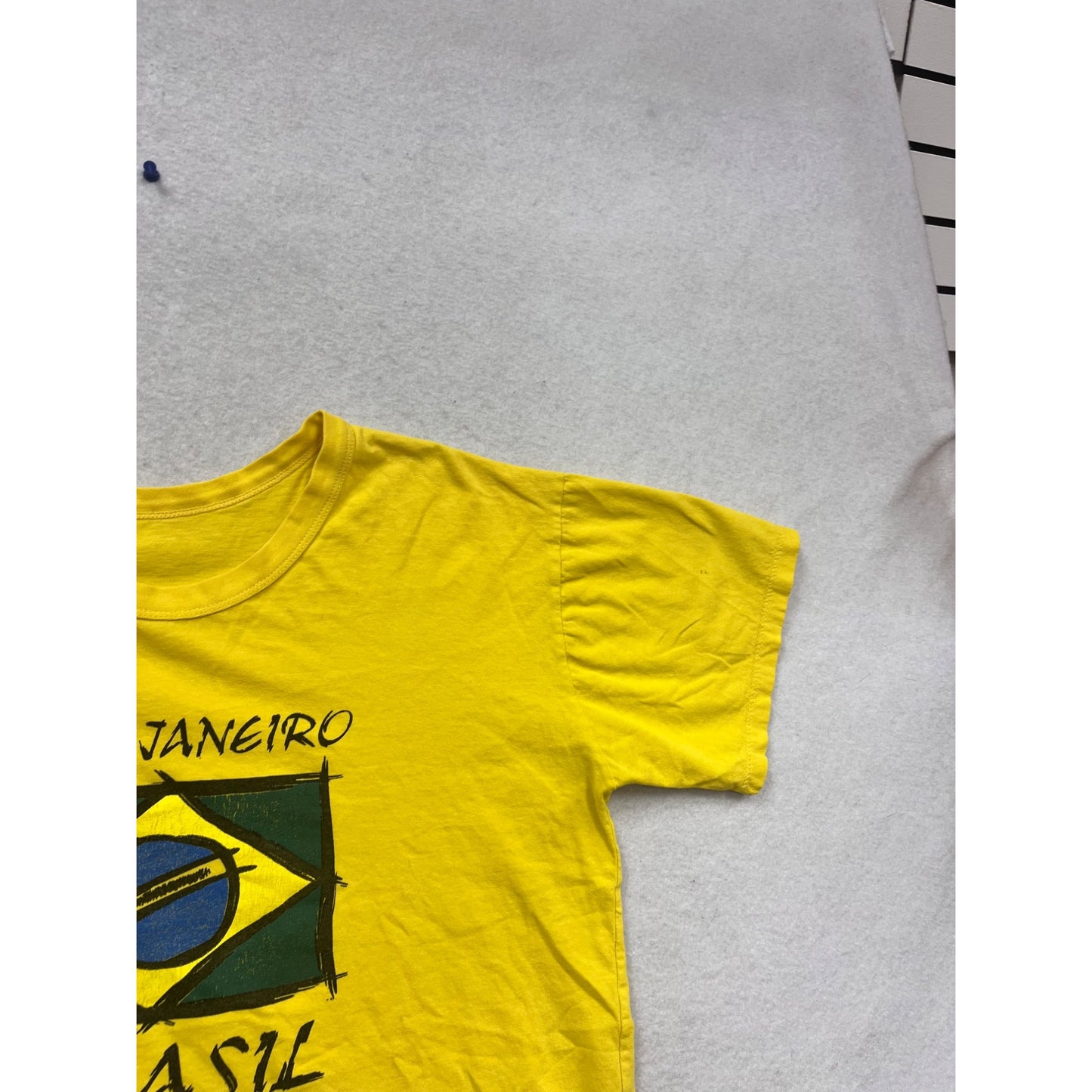 Brazil Flag Graphic T-Shirt Yellow Rio De Janeiro Tee #571A
