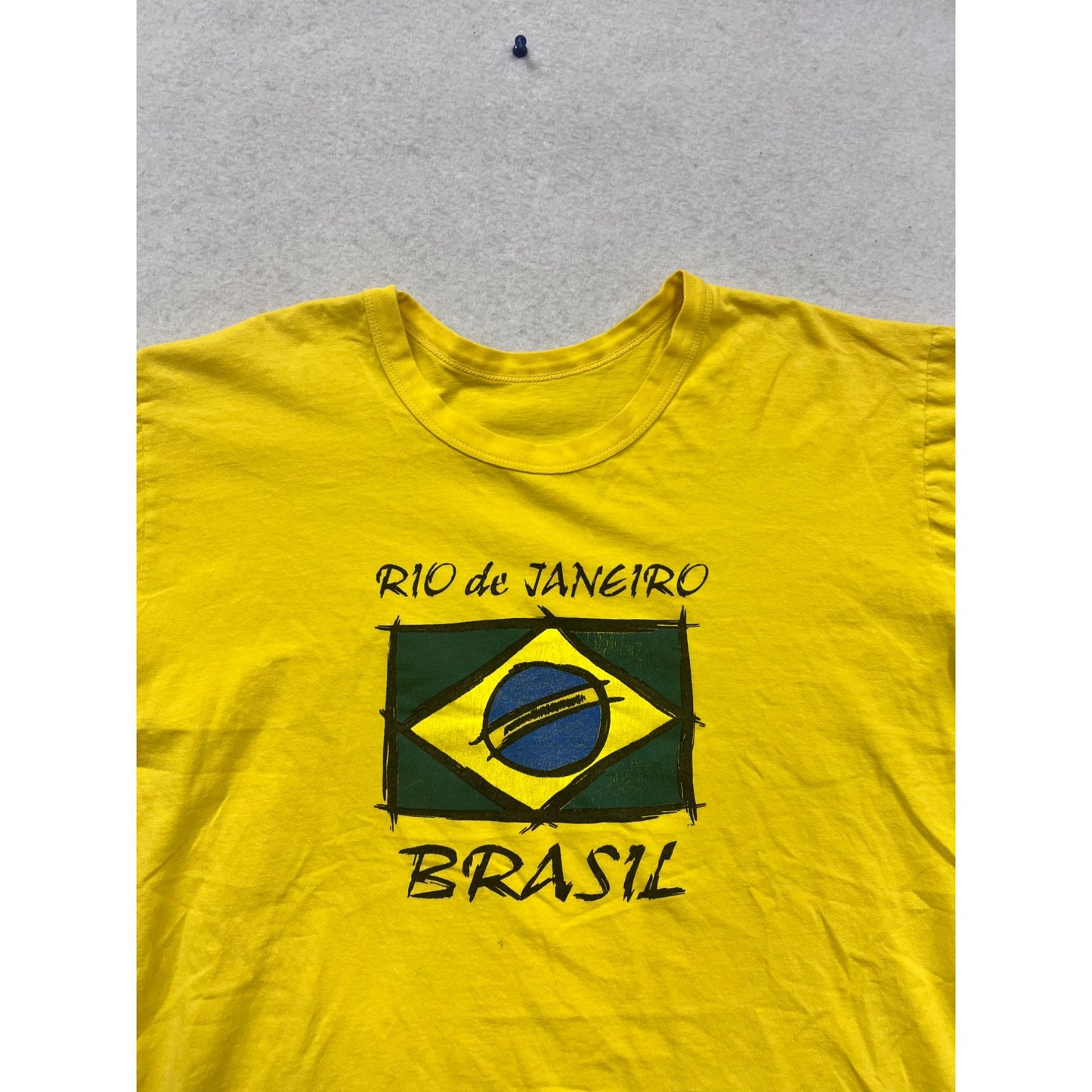 Brazil Flag Graphic T-Shirt Yellow Rio De Janeiro Tee #571A