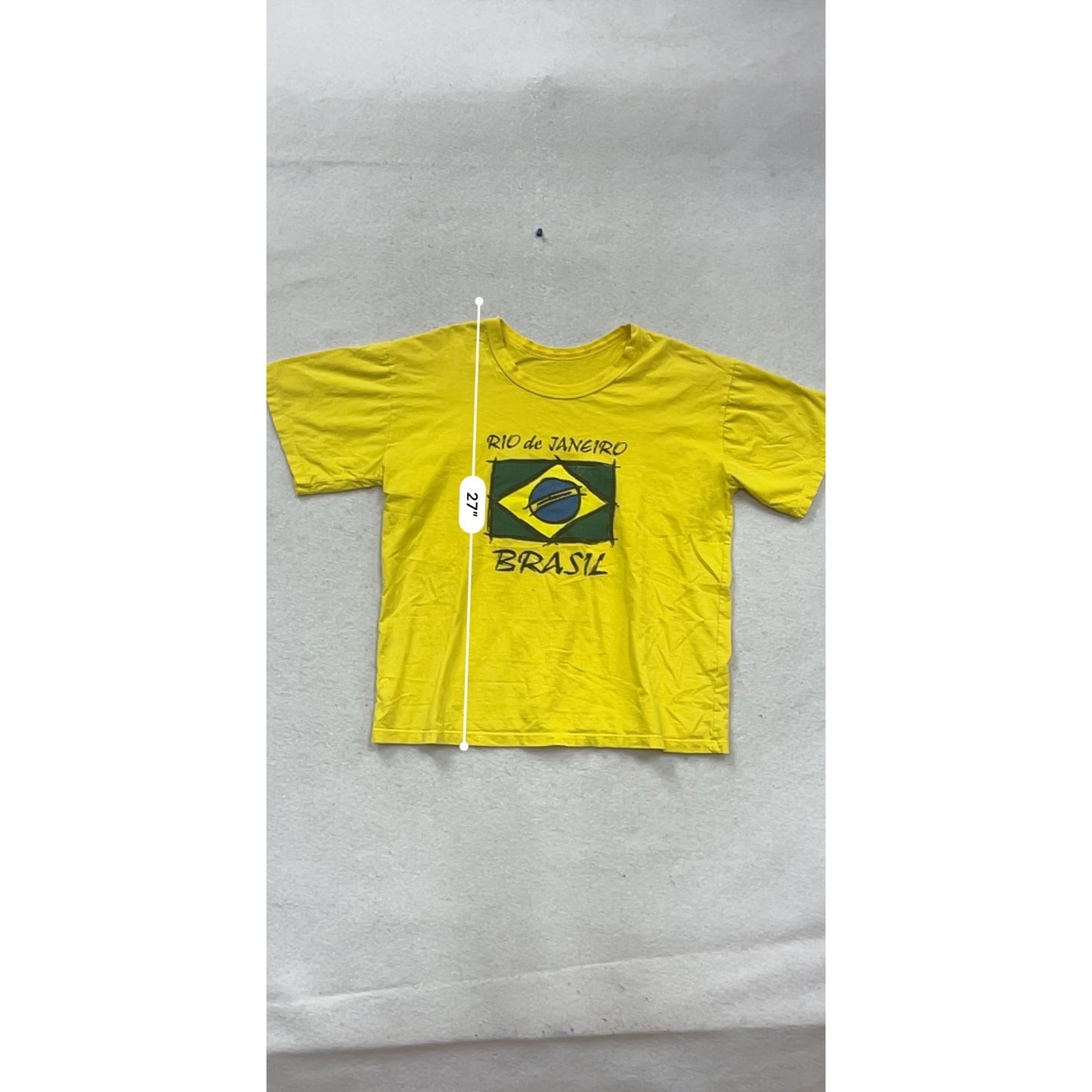 Brazil Flag Graphic T-Shirt Yellow Rio De Janeiro Tee #571A