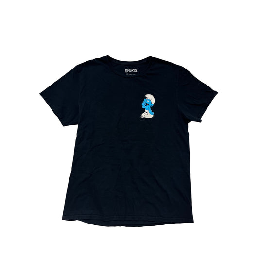 The Smurfs Black T-Shirt With Smurf Graphic Print Large #8357