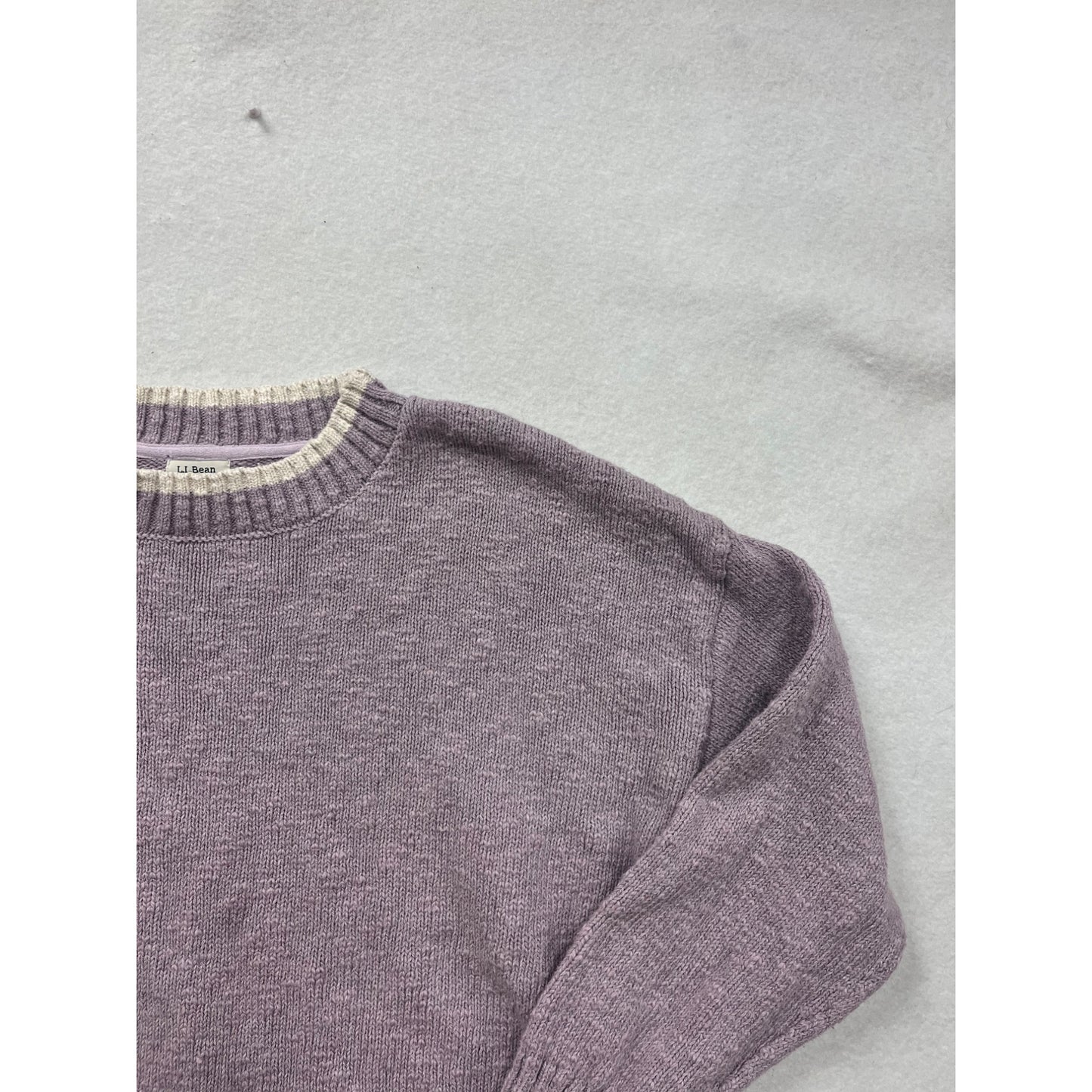 Vintage L.L. Bean Womens 2X Plus Lavender Knit Sweater With Ribbed Hem & Cuffs #6944