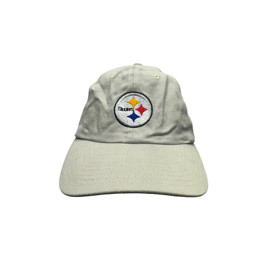 Vintage Pittsburgh Steelers Beige NFL Adjustable Dad Hat With Logo #9681