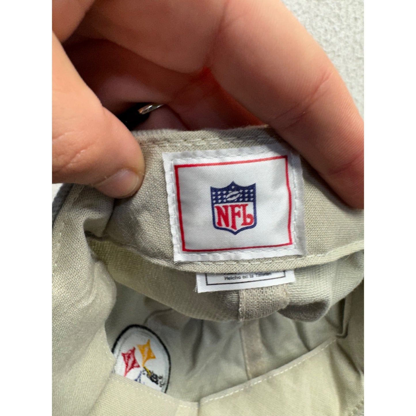 Vintage Pittsburgh Steelers Beige NFL Adjustable Dad Hat With Logo #9681