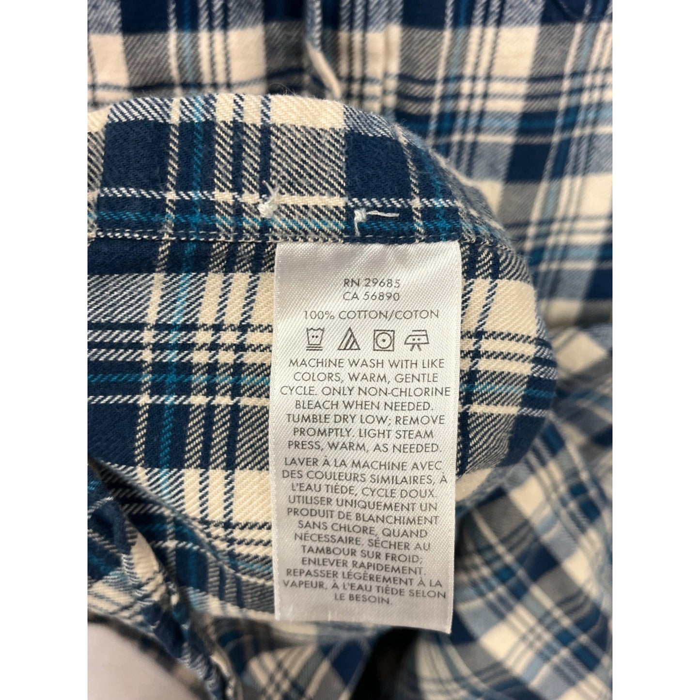 Pendleton Large Blue & White Plaid Cotton Long Sleeve Button-Down Shirt #8940