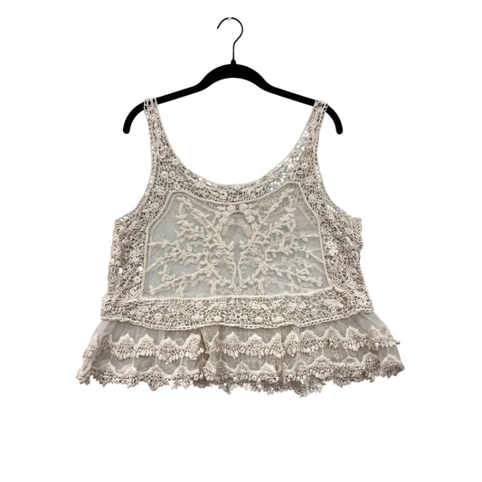 Sequin Hearts Womens Medium Sheer Crochet Lace Tank Top #6495