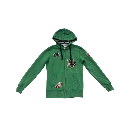 Disney Green Mickey Mouse Zip-Up Hoodie S #210A
